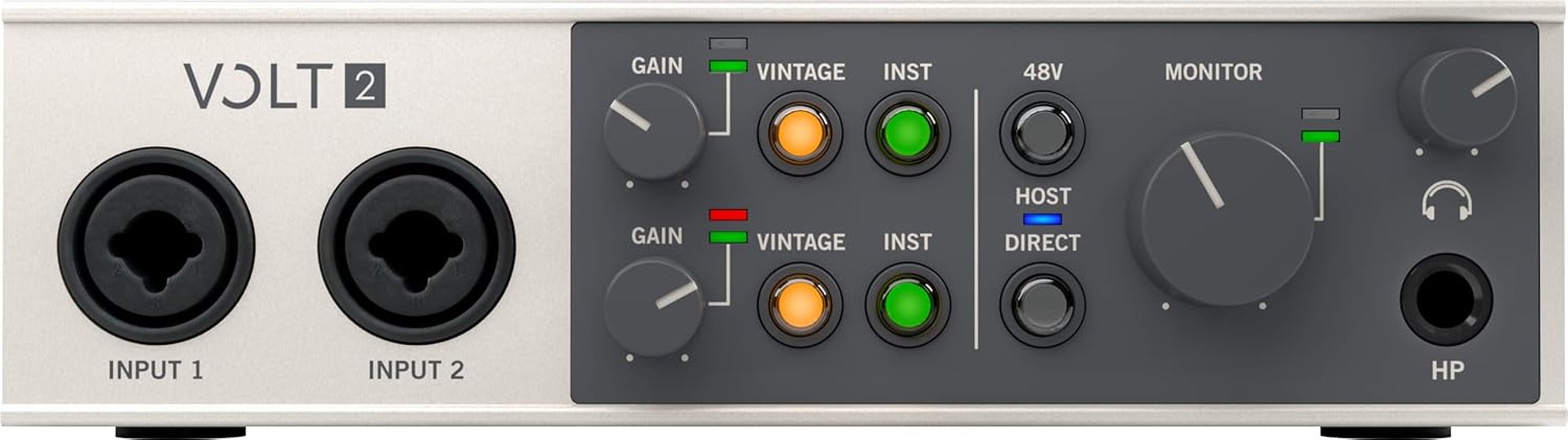 Universal Audio Volt 2 USB Audio Interface | 2X2 USB-C Interface with 610 Tube Emulation and MIDI for Musicians, Podcasters and Streamers