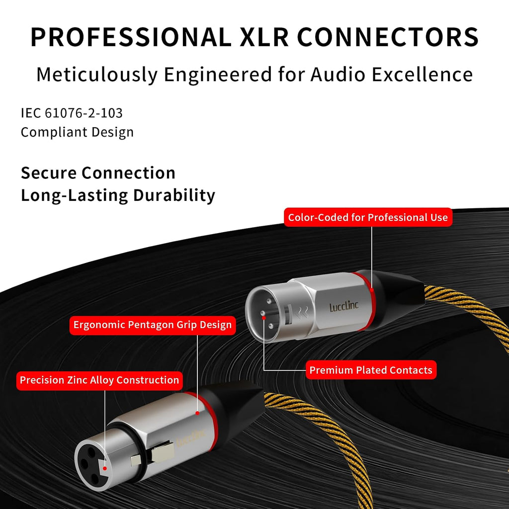 10Ft XLR Cables 6 Pack, Durable Nylon Braided Male to Female Microphone Cable,Cord for Recording Mixer Amplifie Speaker, OFC Shielded and Balanced XLR