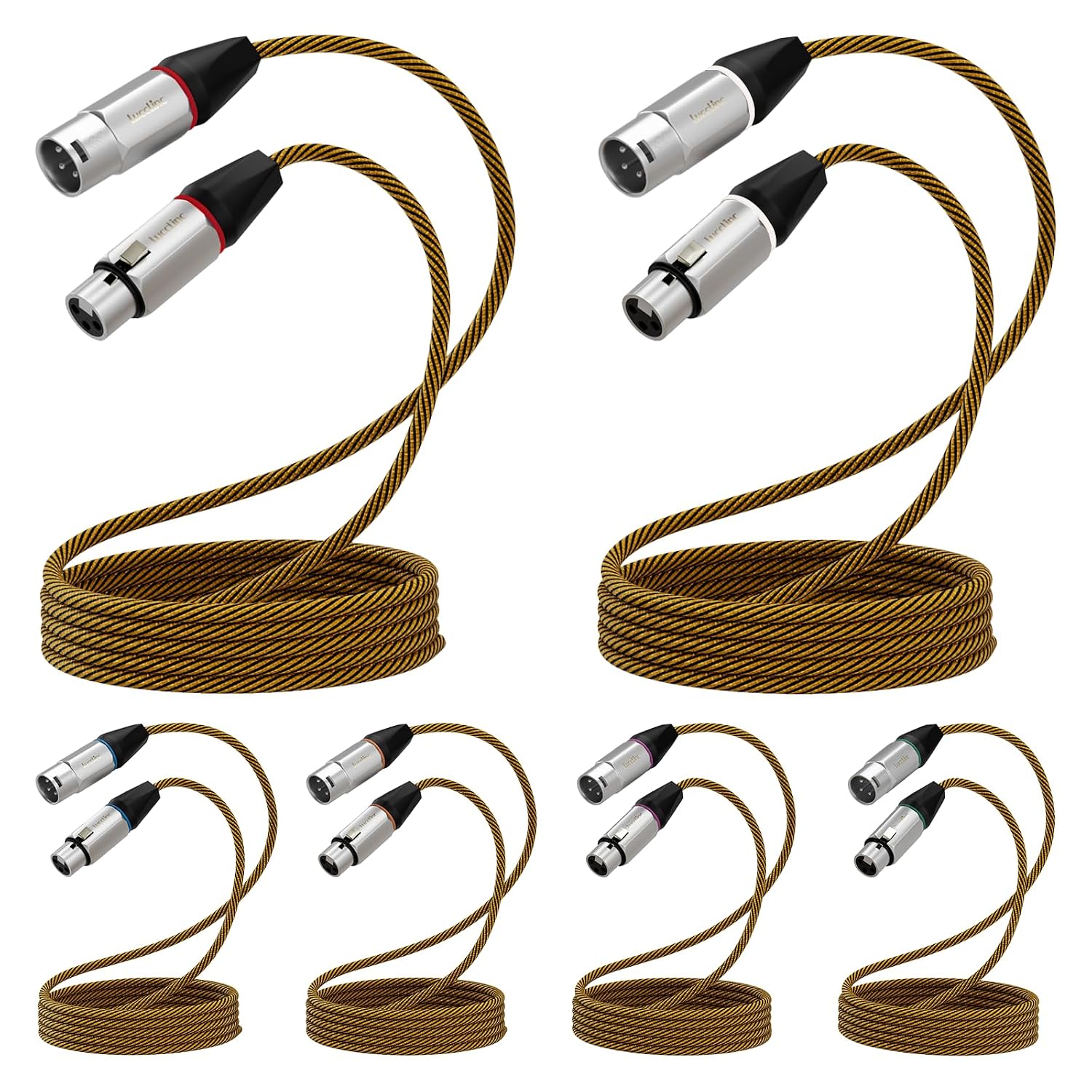 10Ft XLR Cables 6 Pack, Durable Nylon Braided Male to Female Microphone Cable,Cord for Recording Mixer Amplifie Speaker, OFC Shielded and Balanced XLR