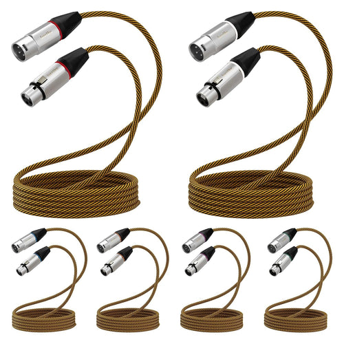 10Ft XLR Cables 6 Pack, Durable Nylon Braided Male to Female Microphone Cable,Cord for Recording Mixer Amplifie Speaker, OFC Shielded and Balanced XLR