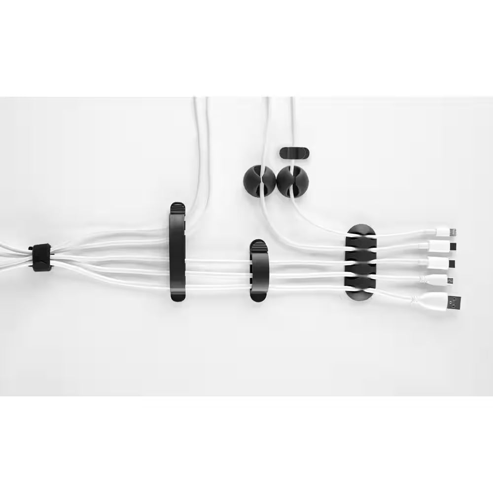 21-Piece Cable Management Kit for Desks and Offices